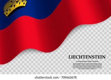 waving flag of Liechtenstein on transparent background. Template for independence day. vector illustration