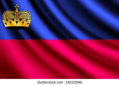 Waving flag of Liechtenstein, vector
