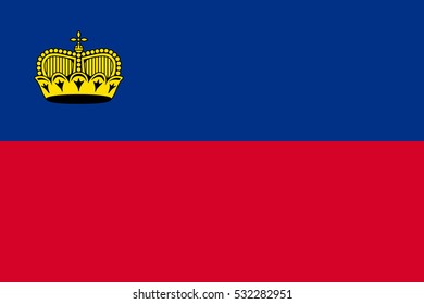 Waving flag of Liechtenstein. Vector illustration of icon with blue and red colors.