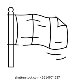 waving flag line icon vector. waving flag sign. isolated contour symbol black illustration
