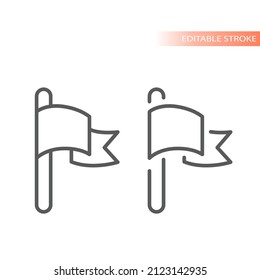 Waving flag line vector icon. Simple outlined web symbol.