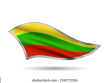 Waving Flag of Lithuania. Cap-band stylized.