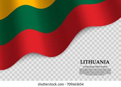 waving flag of Lithuania on transparent background. Template for independence day. vector illustration