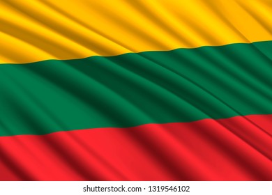waving flag of Lithuania. Vector illustration