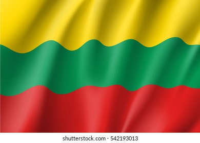 Waving flag of Lithuania. Vector illustration of 3D icon.
