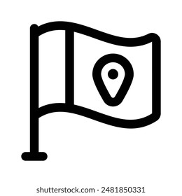 Waving flag with location pin vector of destination in trendy style