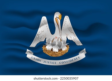 Waving flag of the Louisiana state. Vector illustration.
