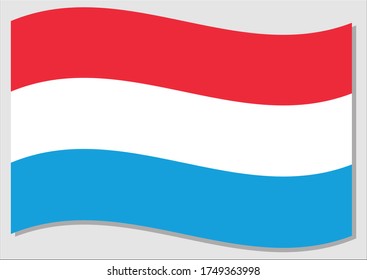 Bandera ondulante del gráfico vectorial de Luxemburgo. Ilustración de la bandera luxemburguesa. La bandera de Luxemburgo ondeando en el viento es un símbolo de libertad e independencia.