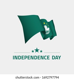 Waving flag of Macau for independence day greeting card, banner and social media isolated on white background vector illustration EPS 10
