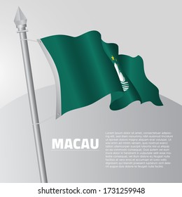 Bandera ondeando Macao en el asta de bandera.
plantilla para diseño de afiches del día de la independencia.
ilustración vectorial EPS 10