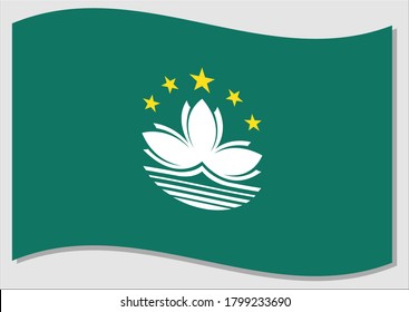 Waving flag of Macau vector graphic. Waving Macanese flag illustration. Macau country flag wavin in the wind is a symbol of freedom and independence.