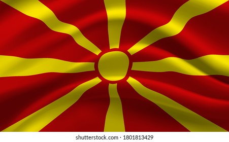 Bandera ondeando de Macedonia. Bandera de Macedonia ondeando