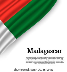 waving flag of Madagascar on white background. Template for independence day. vector illustration