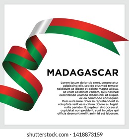 waving flag of Madagascar on white background. Template for independence day. vector illustration - Vector