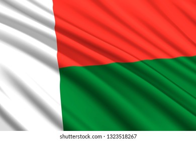 waving flag of Madagascar. Vector illustration