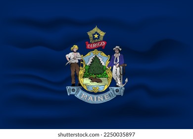 Bandera ondeando del estado de Maine. Ilustración vectorial.