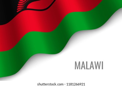 waving flag of Malawi with copyspace. Template for brochure. vector illustration