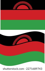 Waving flag of Malawi. Malawi flag on white background. flat style.