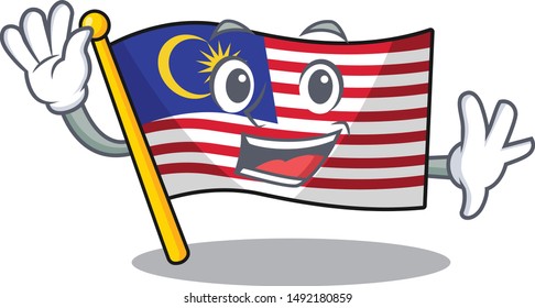 Waving flag malaysia cartoon isolated with character