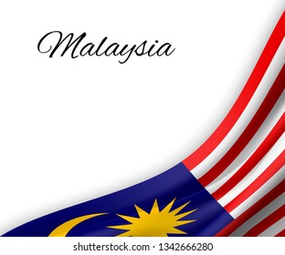 waving flag of Malaysia on white background. Template for independence day. vector illustration