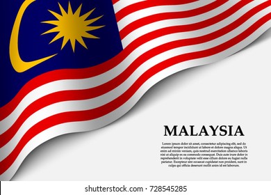 waving flag of Malaysia on white background. Template for independence day. vector illustration