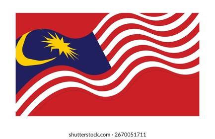 Waving flag of Malaysia in red background. Malaysia flag for independence day. 