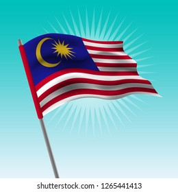 Waving flag of Malaysia. Vector drawing illustration of flag.