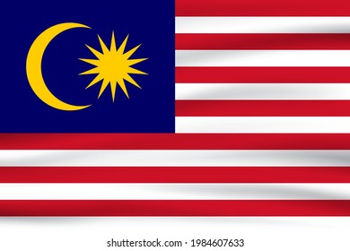 Bandera ondeando de Malasia. Bandera Malasia. Icono de imagen vectorial de Tailandia 3D