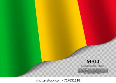 waving flag of Mali on transparent background. Template for independence day. vector illustration
