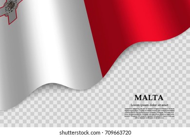 waving flag of Malta on transparent background. Template for independence day. vector illustration