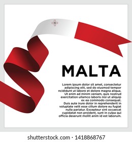 waving flag of Malta on white background. Template for independence day. vector illustration - Vector