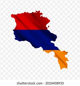 Waving flag Map Of Armenian with transparent background, vector illustration in eps file