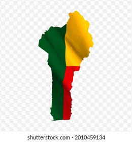 Waving flag Map Of Benin with transparent background, vector illustration in eps file