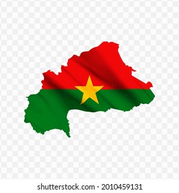 Waving flag Map Of Burkina Faso with transparent background, vector illustration in eps file