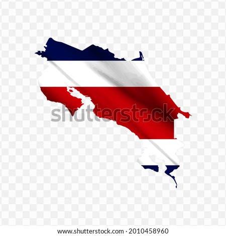 Waving flag Map Of Costa Rica with transparent background, vector illustration in eps file