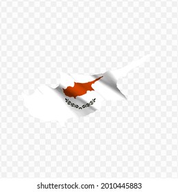 Waving flag Map Of Cyprus with transparent background, vector illustration in eps file