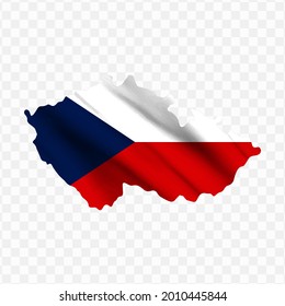Waving flag Map Of Czech with transparent background, vector illustration in eps file