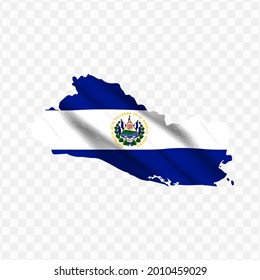 Waving flag Map Of El Salvador with transparent background, vector illustration in eps file