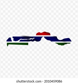 Waving flag Map Of Gambia with transparent background, vector illustration in eps file