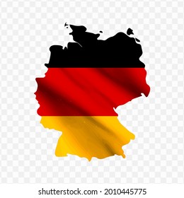 Waving Flag Map Of German With Transparent Background, Vector Illustration In Eps File