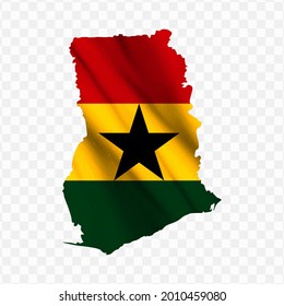 Waving flag Map Of Ghana with transparent background, vector illustration in eps file