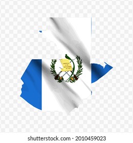 Waving flag Map Of Guatemala with transparent background, vector illustration in eps file