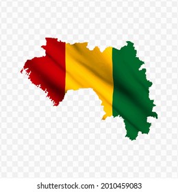 Waving flag Map Of Guinea with transparent background, vector illustration in eps file