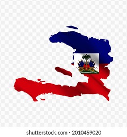 Waving flag Map Of Haiti with transparent background, vector illustration in eps file