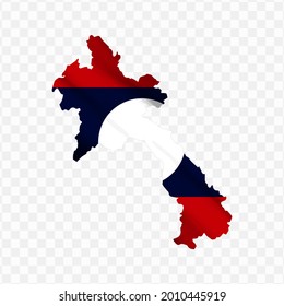 Waving flag Map Of Laos with transparent background, vector illustration in eps file