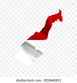 Waving flag Map Of Monaco with transparent background, vector illustration in eps file