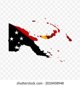 Waving flag Map Of Papua New Guinea with transparent background, vector illustration in eps file