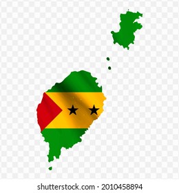 Waving flag Map Of Sao Tome and Princip with transparent background, vector illustration in eps file