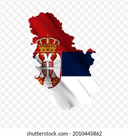 Waving flag Map Of Serbia with transparent background, vector illustration in eps file