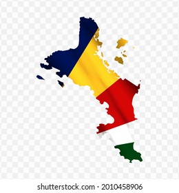 Waving flag Map Of Seychelles with transparent background, vector illustration in eps file